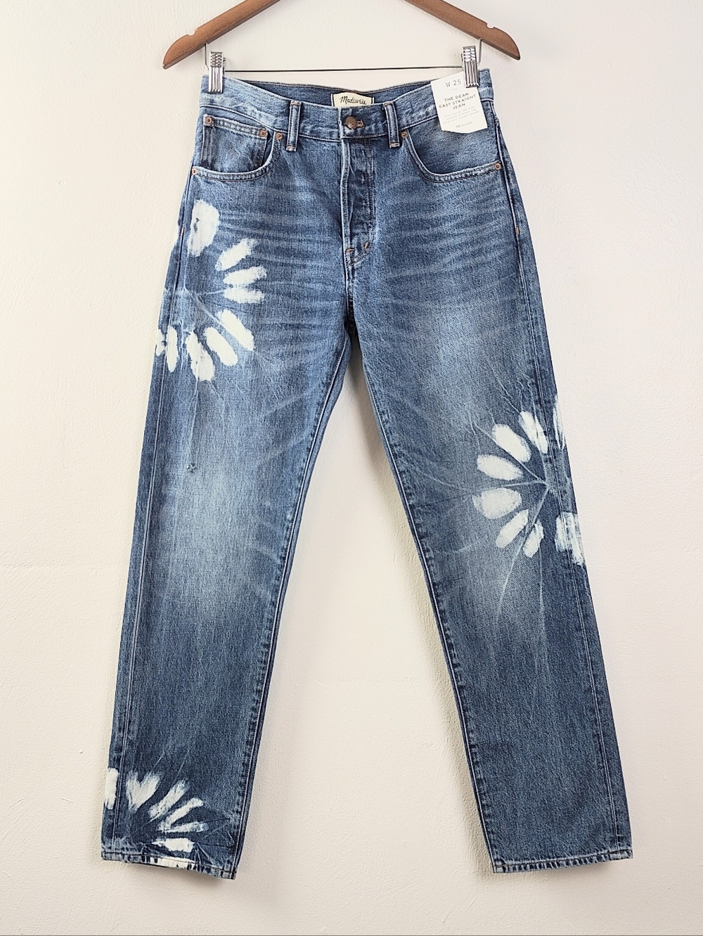 Madewell The Dean Easy Straight Jean Size 25 Straight Leg Shibori Wash Floral - Picture 4 of 11